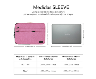MALETIN AIR PADDING 360 SLEEVE 13.3"14" ROSA SUBBLIM