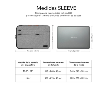 MALETIN AIR PADDING 360 SLEEVE 13.3"14" GRIS SUBBLIM