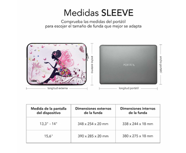 FUNDA NEOPRENO SLEEVE 13.3"-14" HADA SUBBLIM