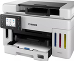 Maxify-gx6550-wireless-3-in-1-refillable-megatank-inkjet-printer-product-front-view-with-paper-in-paper-tray-list