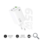 CARGADOR PARED/VIAJE 2xUSB-C +USB-A GaN 65W PD BLANCO SUBBLIM
