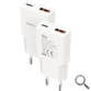 CARGADOR PARED 1XUSB-C PD 1xUSB-A/QC 25W BLANCO NANOCABLE