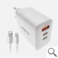 CARGADOR USB DE VIAJE/PARED USB/2xUSB-C + CABLE USB-A A USB-C 35W BLANCO APPROX